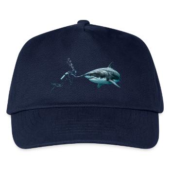 Scuba Diver Booping a Great White Shark  - Kinder Basecap - Navy - Vorne