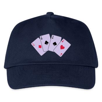 Karten, Poker, Ass, Spielkarten - Kinder Basecap - Navy - Vorne