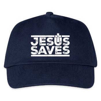 Jesus Saves Glaube Christliche Liebe Gott Religion - Kinder Basecap - Navy - Vorne