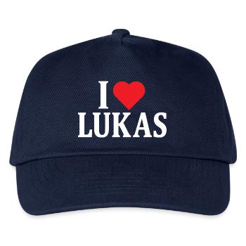 T-Shirt I love Lukas T-Shirt Geschenkidee - Kinder Basecap - Navy - Vorne
