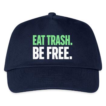 Eat Trash Be Free Spruch Fast Food Humor - Kinder Basecap - Navy - Vorne