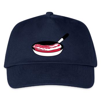 pfanne anbraten bacon schinken fleisch lecker hung - Kinder Basecap - Navy - Vorne