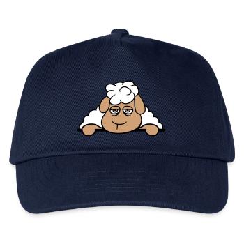 Schaf Müde Gelangweilt Hinter Zaun Mauer Schild - Kinder Basecap - Navy - Vorne