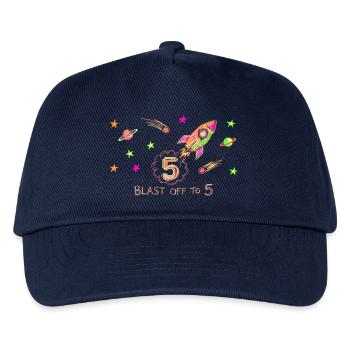 Blast Off To 5 Rakete Zeichnung - Kinder Basecap - Navy - Vorne