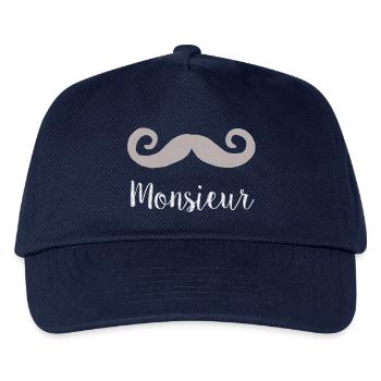 Monsieur Moustache Big white - Kinder Basecap - Navy - Vorne