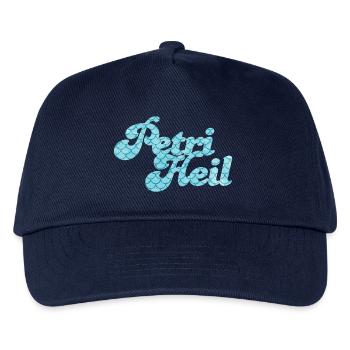 Petri Heil Angler Hobby Fische Schuppen Muster - Kinder Basecap - Navy - Vorne