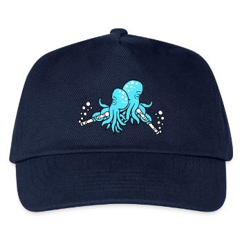 2 Oktopus Flöte Musik spielen Bläschen Band Team - Kinder Basecap - Navy - Vorne
