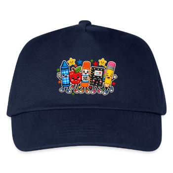 Cute School Supplies Apple Pencil Crayon Teacher - Kinder Basecap - Navy - Vorne