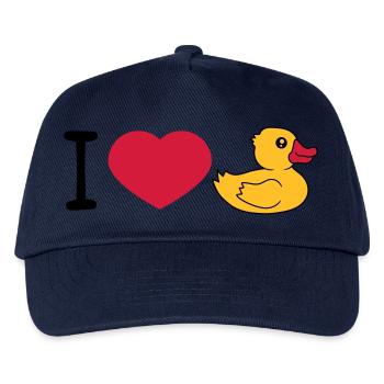 liebe i love herz quietscheente gummiente badeente - Kinder Basecap - Navy - Vorne
