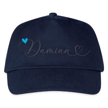 Damian Name Vorname Kalligrafieherz - Kinder Basecap - Navy - Vorne
