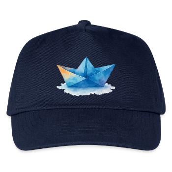 papierboot aquarell - Kinder Basecap - Navy - Vorne