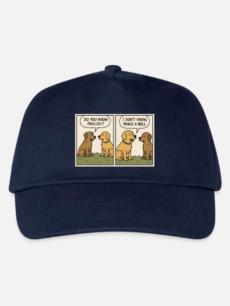 “Rings a Bell” – Funny Pavlov Dog Comic T-Shirt - Kinder Basecap - Navy