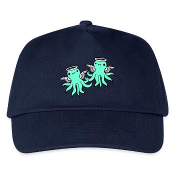 2 Oktopus Engel Team Freunde Flügel Heiligenschein - Kinder Basecap - Navy - Vorne