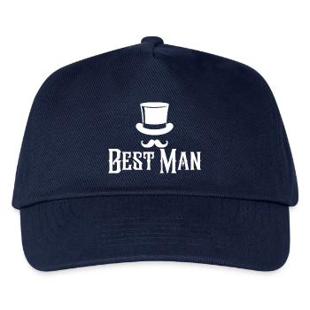 Best Man Top Hut & Schnurrbart Herren Junggesellenabschied - Kinder Basecap - Navy - Vorne