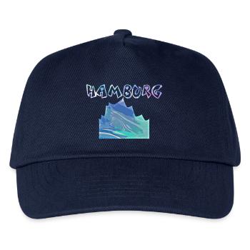 Hamburg Graffiti Blatt-Marmor - Kinder Basecap - Navy - Vorne