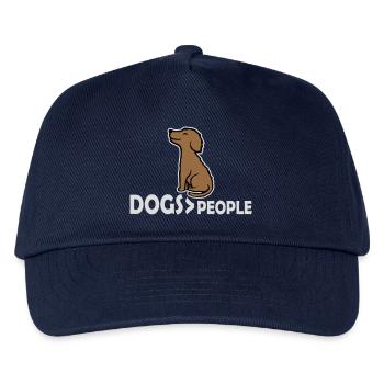 Dogs Over People Hund Lustig Antisozial Spruch - Kinder Basecap - Navy - Vorne