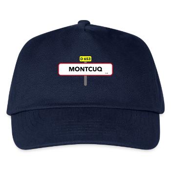 Montcuq t shirt road sign humor - Kids’ Baseball Cap - navy - Front