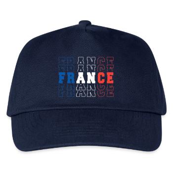 Frankreich Fußballfanflagge Blau, Weiß, Rot, Sport - Kinder Basecap - Navy - Vorne