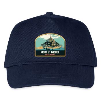 Panorama-Illustration des Mont Saint Michel - Kinder Basecap - Navy - Vorne