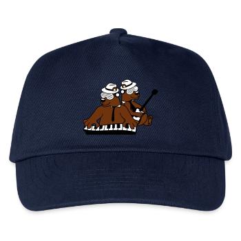 2 Bär Braunbär Keyboard Klavier Gitarre Band Team - Kinder Basecap - Navy - Vorne