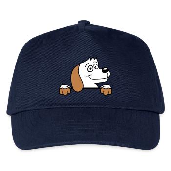 Dog Behind Wall Fence Sign Peeping Happy Cute - Kids’ Baseball Cap - navy - Front