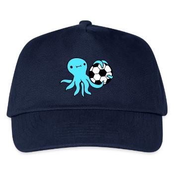 Oktopus Fußball spielen Ball halten Torwart Sport - Kinder Basecap - Navy - Vorne