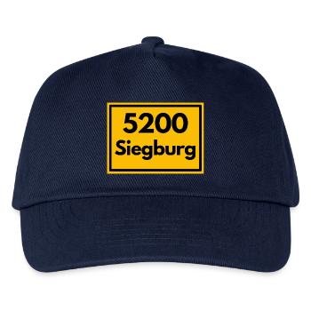 Ortsschild - damals Retro alte PLZ 5200 SIEGBURG - Kinder Basecap - Navy - Vorne