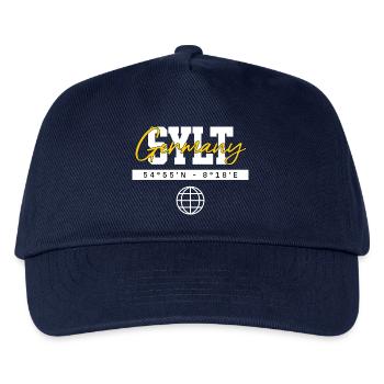 Sylt Deutschland Koordinaten Reise Souvenir - Kinder Basecap - Navy - Vorne