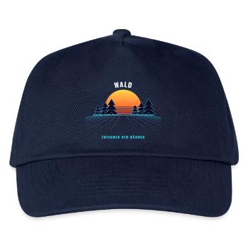 Wald Retro Sonnenuntergang Vintage 80er - Kinder Basecap - Navy - Vorne