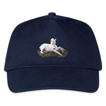 Schlafendes fohlen auf Heu - Kinder Basecap - Navy - Vorne