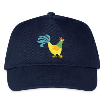 Hahn Muster bunt Ostern Bauer Tierliebe farbenfroh - Kinder Basecap - Navy - Vorne