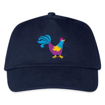Hahn bunt Gockel Bauernhof tierisch Ostern Tiere - Kinder Basecap - Navy - Vorne