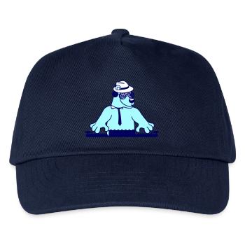 DJ Braunbär Bär Grizzly Mischpult Krawatte Party - Kinder Basecap - Navy - Vorne