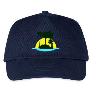 Palmen Insel Strand Urlaub Sonne Meer Schön Abend - Kinder Basecap - Navy - Vorne