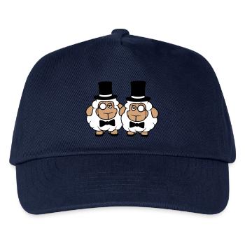 2 Schafe Herren Gentlemen Zylinder Hut Monokel Sir - Kinder Basecap - Navy - Vorne