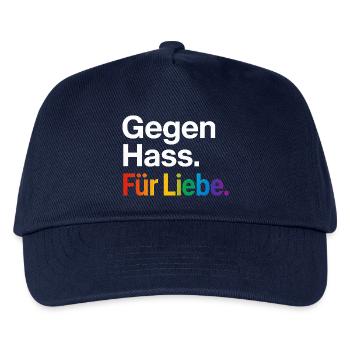 Regenbogen Liebe Statement Spruch Shirt CSD - Kinder Basecap - Navy - Vorne