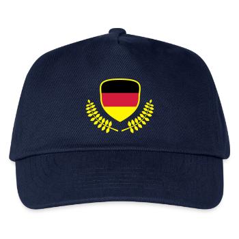 Deutschland Wappen Schild schwarz rot gold gelb - Kinder Basecap - Navy - Vorne