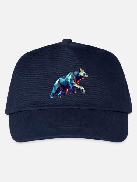 Geometrischer 3D-Origami-Bär - Kinder Basecap - Navy