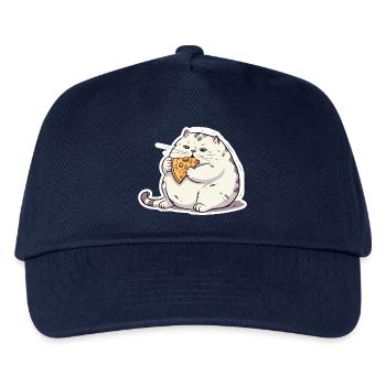 Fat round cat is only interested in pizza - Kids’ Baseball Cap - navy - Front