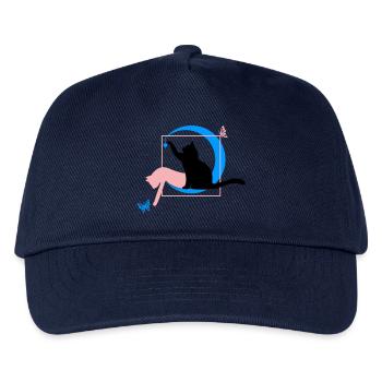 The cat Leonardo Da Vinci style with heart - Kids’ Baseball Cap - navy - Front