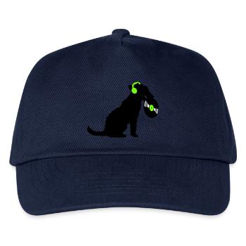Hund DJ Musik Auflegen Club Disko Schallplatte Fun - Kinder Basecap - Navy - Vorne