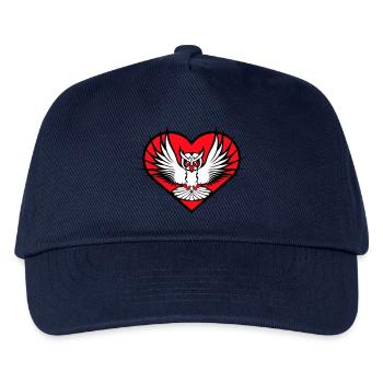 Eule Herz Symbol Form Vogel Liebe Uhu fliegt Cool - Kinder Basecap - Navy - Vorne