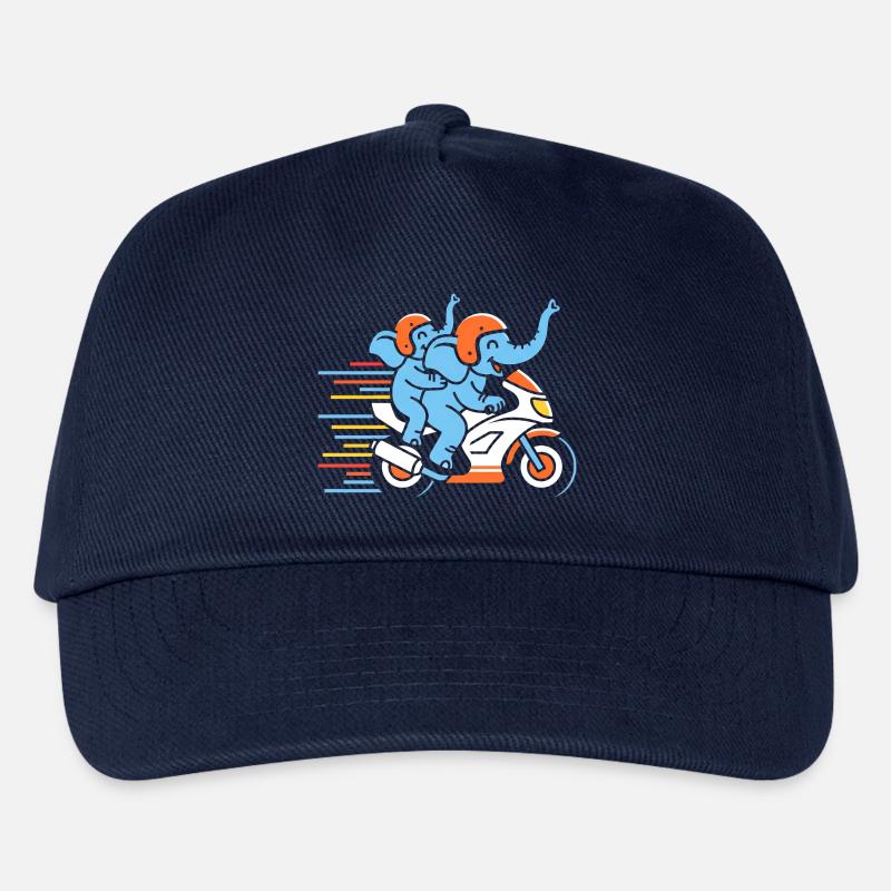 Elefanten Rennduo auf Motorrad - Kinder Basecap - Navy