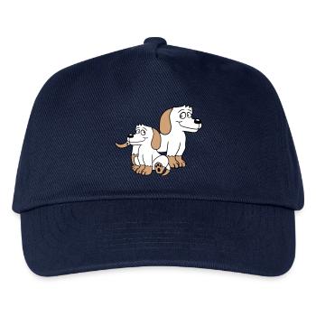 Zwei Hunde Familie Kind Mutter Vater Papa Mama Süß - Kinder Basecap - Navy - Vorne