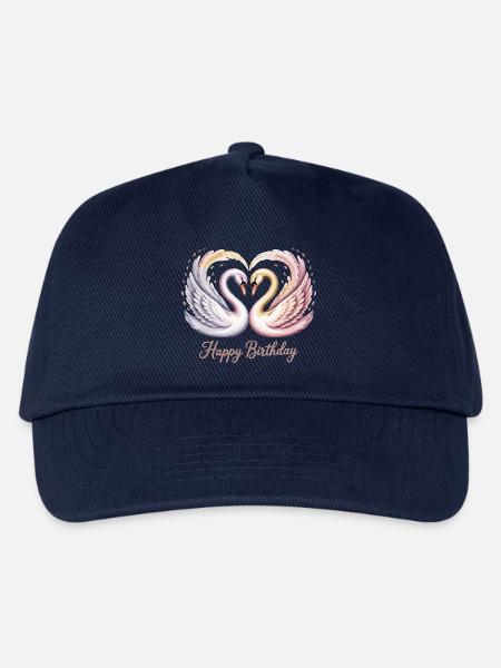 Geburtstags Shirt mit romantischen Schwänen - Kinder Basecap - Navy