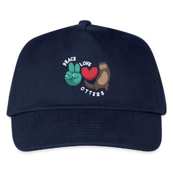 Sea Otter Cartoon Peace Love - Kids’ Baseball Cap - navy - Front