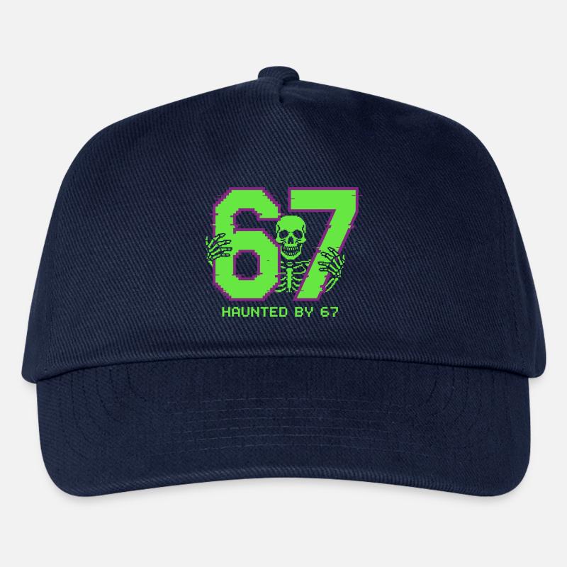 Six Seven Meme Haunted by 67 Retro Pixel - Kinder Basecap - Navy