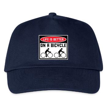 Life is better on a bicycle Radfahren Spruch Sport - Kinder Basecap - Navy - Vorne