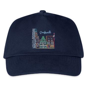 Greifswald, Fachwerk am Fischmarkt, Ostdeutschland - Kinder Basecap - Navy - Vorne