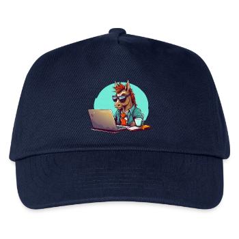 Horse Power CEO - Café et ordinateur portable en entreprise - Casquette de baseball Enfant - marine - Devant